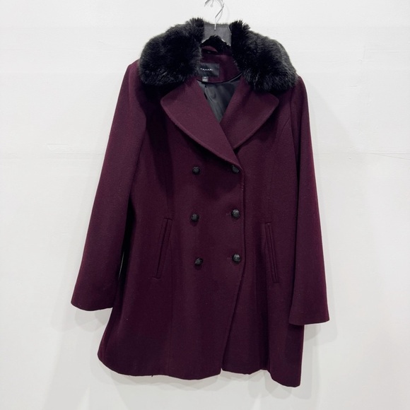 Tahari Jackets & Blazers - Tahari Wool Blend Pea Coat Jacket Removable Fur Collar Size XXL